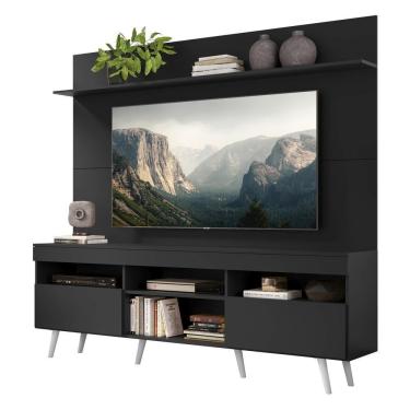 Imagem de Rack Retrô Com Painel Tv 65" Madri Multimóveis V3371 Preto/Branco Preto/Branco