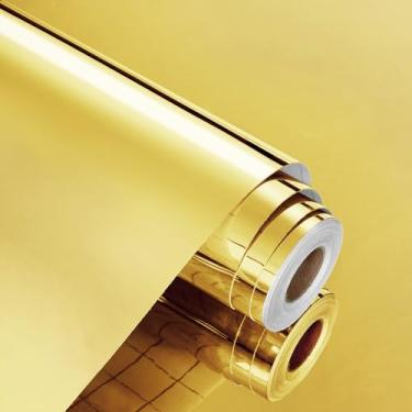 Imagem de WESTICK Adesivo de Espelho Dourado para Parede, Papel de Parede de Espelho Flexível, Rolo Autoadesivo, Papel de Contato para Espelho, para Bancadas de Armários, Portas de Banheiro, Decoração Faça Você