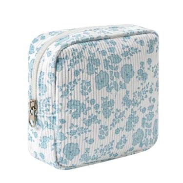 Imagem de Linda bolsa de maquiagem pequena de veludo cotelê com zíper, mini bolsa estética com estampa de urso para bolsa, bolsa de batom com bolso para chave, porta-cartões, organizador de cabos de dados para