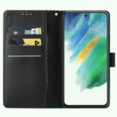 Imagem de Capa Carteira S21 FE Compatível Samsung Porta Cartões Preta Capinha Flip Case