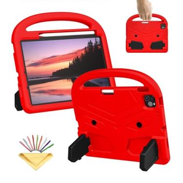 Imagem de UUcovers Capa infantil para iPad Air de 11 polegadas M2 (2024) com suporte para lápis/suporte/alça leve, fofa e macia, espuma vinílica acetinada, à prova de choque, capa para iPad Air 6ª geração,