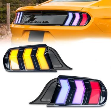 Imagem de Archaic Conjunto de luz traseira de LED colorido para Ford Mustang 2015-2024, lâmpada traseira sequencial de seta para 6º Mustang, conjuntos de luz traseira para S550, Plug & Play, par, fumê