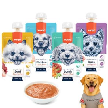 Imagem de Petisco para Cães Wanpy Sachê Creamy Cremoso 4 Sachês de 90g Kit Degustação com Sabores Carne, Cordeiro, Frango e Pato Natural e Nutritivo Truly