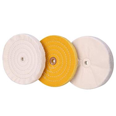 Imagem de QINHAN Rodas De Polimento De Polimento De 8 Polegadas Para Polidor De Bancada Com Furo De Mandril De 5/8" Branco 60 Camadas Amarelo 40