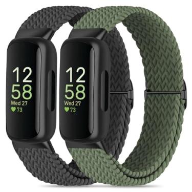 Imagem de Oanux Pulseira de reposição de nylon trançado elástico compatível com Fitbit Inspire 3/Fitbit Inspire 2, pulseira de reposição esportiva para mulheres e homens Inspire 3/2
