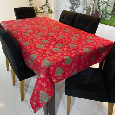 Imagem de Toalha de Mesa Retangular em Jacquard Luxo Árvore de Natal - 2,20m x 1