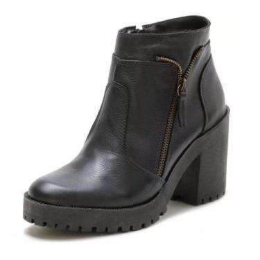 Imagem de Bota Coturno Tratorada Feminina Cano Medio Salto Alto Grosso Ziper Lat