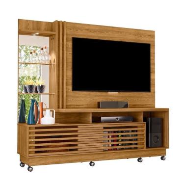Imagem de Estante Home Theater Frizz Plus Para Tv Até 60 Polegadas Com Rodízios 2 Portas - Madetec Móveis Cumaru
