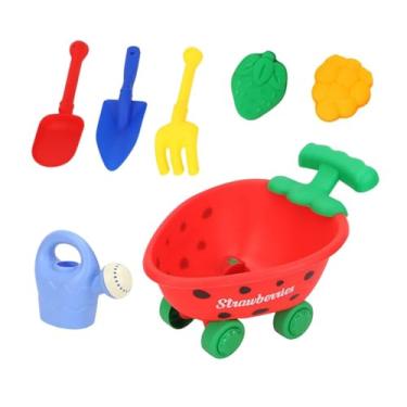 Imagem de KiBcsLic Carrinho Infantil para Brincar Na Praia E Na Areia com Ferramentas para Diversão Ao Ar Livre, Vermelho
