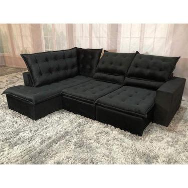 Imagem de Sofá Canto Retrátil Reclinável Preto 504 Barcelona Invertido