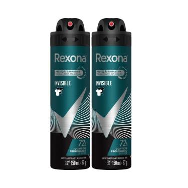 Imagem de Kit 2 Desodorante Rexona Invisible Masculino Aerosol Antitranspirante 72 horas 150ml