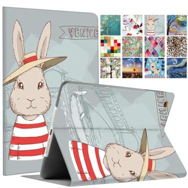 Imagem de DuraSafe Cases Capa para iPad Air 6 2024 Air 5 2022 / Air 4 2020 10,9 polegadas [Air 4th Air 5th Air 6 Air 11] A2316 A2324 A2325 A2072 Capa inteligente fólio impressa - Chapéu de coelho