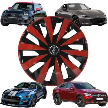 Imagem de 1 Calota Modelo Seven Esportiva Aro 13 Polegadas Universal Preto/Verme