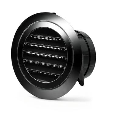 Imagem de Ventilação Soffit de 7,6 cm para exaustor com tela de malha embutida, capa de exaustão preta redonda Soffit Capa de grade ABS Louver, ventilação do secador para banheiro, escritório, cozinha