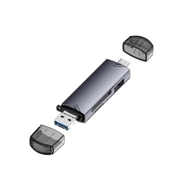 Imagem de Adaptador Leitor De Cartão Memória Usb-c Para Sd Tf Usb Cor Cinza