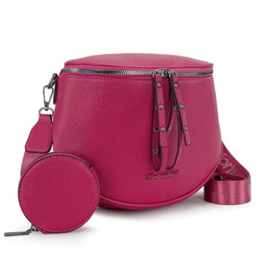 Imagem de Montana West Bolsas transversais grandes para mulheres, bolsa tiracolo com alça ajustável, Rosa quente grande, Large