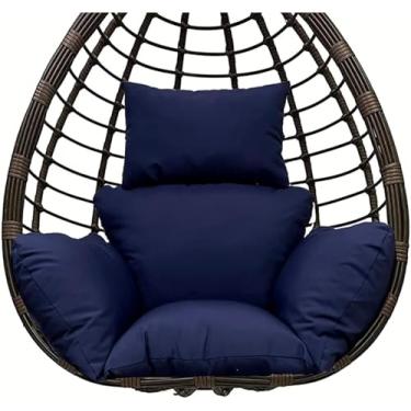 Imagem de Substituição De Cadeira De Ovo à Prova D'água, Cadeira De Balanço De Ovo Dobrável, Cadeira De Cesta Suspensa Espessa, Cadeira De Balanço De Cesta Lavável Com Encosto De Cabeça, Dark Blue