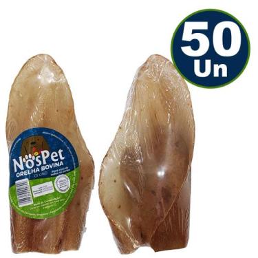 Imagem de Brinquedo Petisco Mordedor Natural Para Cães Orelha Bovina Nospet 50un