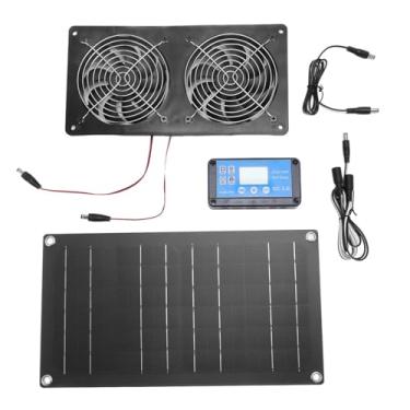 Imagem de Zyyini Fã de Exaustão Com Energia Solar, Ventiladores de Exaustão Dupla de 6 Polegadas Com Painel Solar Monocristalino de 20W, Controlador de Temporizador, Baixo Ruído, para Galinheiro
