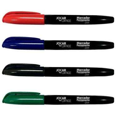 Imagem de Marcador permanente slim ponta redonda jocar office - caixa com 12 uni