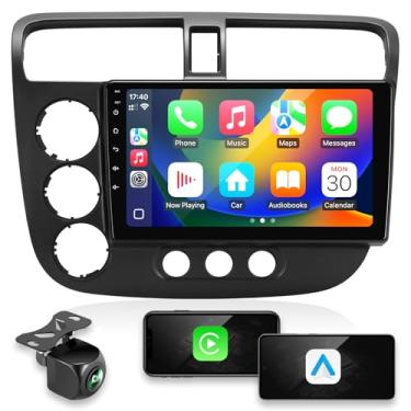 Imagem de Crownyu Para rádio Civic 2001-2005, compatível com Carplay sem fio, Android, atualização automática, tela sensível ao toque, Bluetooth, navegação, GPS, FM WiFi, reprodutor multimídia, unidade de