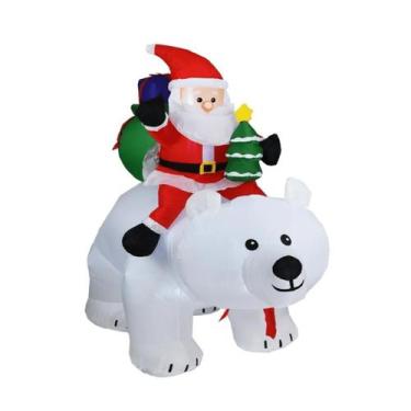 Imagem de Papai Noel Gigante Inflável 1,80m Sentado no Urso Polar - ZEIN