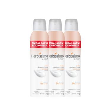 Imagem de Kit Desodorante Aerossol Antitranspirante Herbíssimo Care Vanilla 250ML - 3 unidades