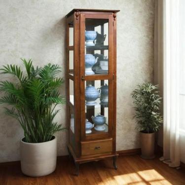 Imagem de Cristaleira de Madeira 1 Porta 1 Gaveta Espelho Pés Luiz XV - Meyer Mó