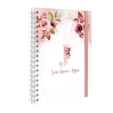 Imagem de Agenda Planner Semanal Plus 2026 Personalizada Monograma Floral Letra J (Branco E Rosa)