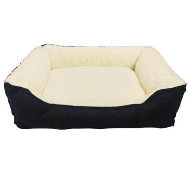 Imagem de Cama Pet Cachorro Gato Retangular Suede Pelúcia Confort GG Fundo Impermeável 70 cm x 60 cm (Preto)
