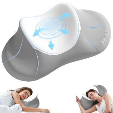 Imagem de JIPORIER Almofada de pescoço cervical para dormir, travesseiro ergonômico de espuma viscoelástica para alívio da dor no pescoço, travesseiros laterais para adultos, travesseiro ortopédico para dormir