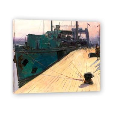 Imagem de A Cross-Channel Ferry John Lavery Classic Realist Portrait & War Scene Canvas Art – Decoração de parede de arte irlandesa para casa emoldurada 39,98 x 48 cm