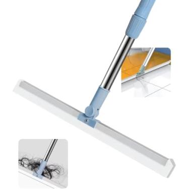 Imagem de Rodo e Vassoura Mágica 2 em 1 50cm com Raspador de Silicone Giratório 180 graus - Multifuncional Ideal para Limpeza de Vidros, Pisos e Superfícies – Uso Doméstico e Profissional