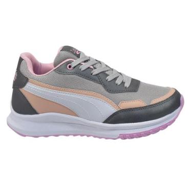 Imagem de Tênis Zarka Casual Fem Blogueirinha Modinha Leve Confortável, Cinza, 3