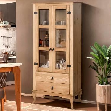 Imagem de Cristaleira Madeira Maciça 2 Portas Vidro Mel D112 Shop Jm Mel