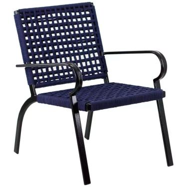 Imagem de Poltrona Corda Náutica Porto Rico Alumínio Varanda Edícula Azul