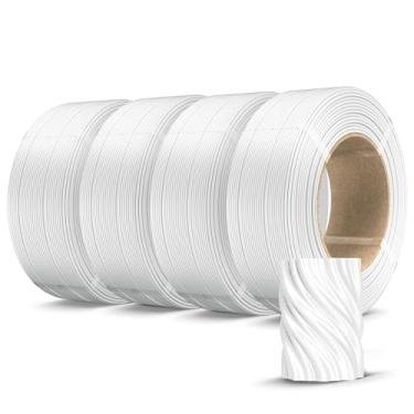 Imagem de SUNLU Refil de filamento PLA de seda branco 1,75 mm, refil PLA Plus 4 x 500 g, filamento de impressora 3D sem carretel para carretéis reutilizáveis compatíveis com impressoras 3D Bambu Lab, branco