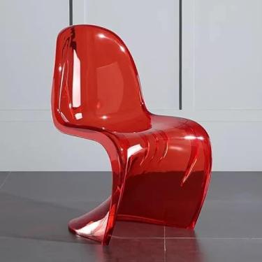 Imagem de Cadeira De Jantar Transparente Em Forma De S, Cadeira De Bar, Cadeira Criativa, Cadeira De Acrílico Transparente Com Base Em Z Para Escritório Doméstico De Hotel Interno E Externo, Blue