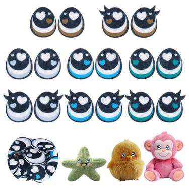 Imagem de AHANDMAKER 64 peças de olhos de feltro redondos 42 mm artesanato segurança olhos com cílios 4 cores artesanato nariz boneca acessório para artesanato amigurumi fantoche bichos de pelúcia
