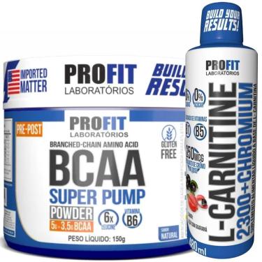 Imagem de BCAA 150G SUPER PUMP NATURAL l L CARNITINE 480ML AÇAÍ COM GUARANÁ l PROFIT-Unissex