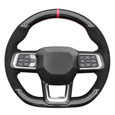 Imagem de MEWANT Capa de volante costurada à mão estilo 3D para Ford Mustang 2024 2025 Acessórios de volante para Ford Mustang 2024 2025