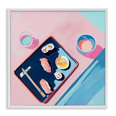 Imagem de Stupell Industries Bandeja de comida Sushi Me com design de arte giclée emoldurada branca por Walker Noble, 61 x 61 cm