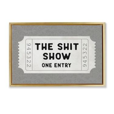 Imagem de Stupell Industries Sh*t Show Entry Ticket Gold Framed Floater Canvas Wall Art Design por Lettered and Lined, 21 x 31