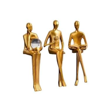 Imagem de Moderno simples abstrato figura ornamentos de luxo armário tv refrigerador vinho entrada sala estar estudo estante casa decorações Arte Decorativa(Gold)