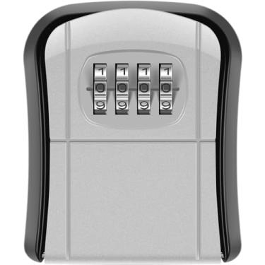 Imagem de MINCHENGM Cofre de chave para armazenamento externo de chave, combinação de código, combinação de 4 dígitos, organizador de chave, comporta 5 chaves, caixa de armazenamento de segurança segura para