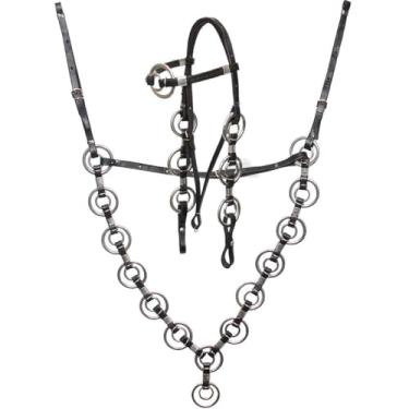 Imagem de Traia em Argola Dupla Couro Legítimo Para Cavalos (Preto)