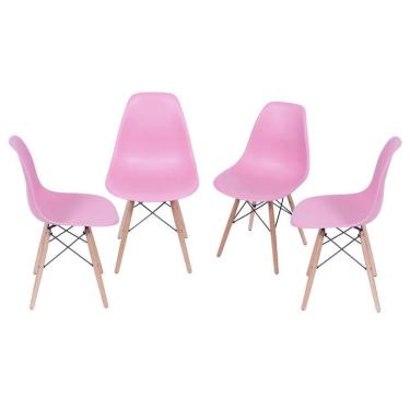 Imagem de Kit 4 Cadeiras Boxbit Dkr Eames Base Em Madeira Rosa