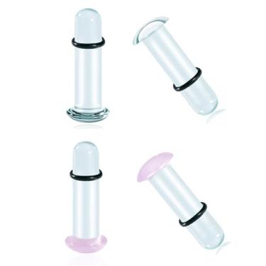 Imagem de Vankula Kit de alargadores de vidro para alargadores de orelha, 2 pares com anéis de borracha, alargador de brinco, 1,2 mm-16 mm (rosa, transparente, 7 mm, 4 peças)