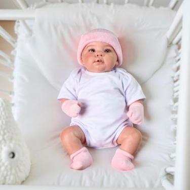 Imagem de Kit 3 peças Luva + Touca + Meia para Bebê Recém Nascido Fofurinha Menino Menina 0 a 3 meses (Rosa)