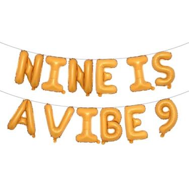 Imagem de Nine Is A Vibe Birthday Decorations Groovy 9th Birthday Party Supplies Nine Balloon Hippie Banner Decor Retro Decor for Nine Years Old Girl (NINE IS A VIBE 9 Orange)
